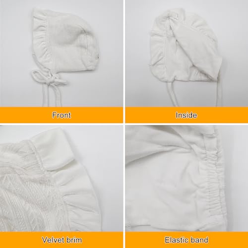 Baby Girls Bonnet Ultra Soft Christening Bonnet Cap Lovely Velvet Flounce Adjustable Hats 0-12 Months4