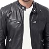 Rising Bloom Men's Real Leather Jacket Biker Motorcycle Cafe Racer Vintage Retro Bomber Winter Black Genuine Leather Jacket (as8, alpha, s, regular, regular, Black) #5