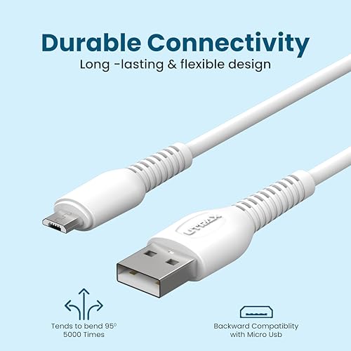 Image of UTRAX 1M Micro USB Cable 36W Fast Charging & Data Sync | Durable USB Charger Cable | Black | Compatible with Android, Power Banks, Bluetooth Devices & More