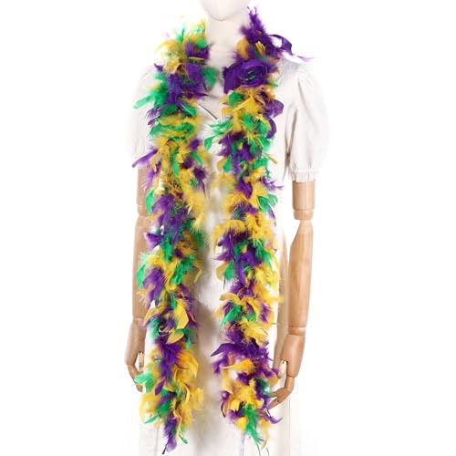 Larryhot 45g Mardi Gras Feather Boa - 2 Yards Boa Feathers for Party, Mardi Gras, Masquerade, Carnival, Concert & Home Decoration