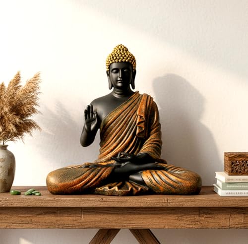 ESPLANADE Harts mediterande Buddha Showpiece | Heminredning | Idol staty statyett Murti | tibetansk buddhistisk staty - 35 cm höjd