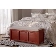 John Louis Home Solid Wood Open Top Storage Bench Red Mahogany