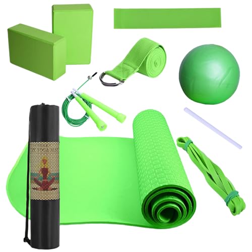 Kit de yoga para principiantes, esterilla de yoga con bolsa de transporte, incluye banda de resistencia, banda elástica, equipo de ejercicio para pilates y fitness