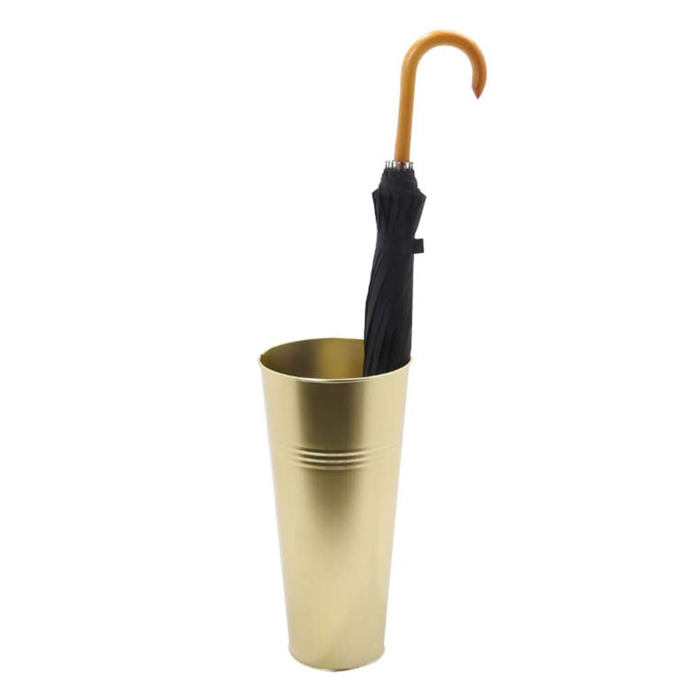 DFGHNBVC Elegant Golden Wrought Iron Umbrella Stand With Drip Tray - Stylish Home Entrance Bucket For Umbrellas Or Floral Decoration, 47X22Cm - Durable Chic Hallway Nizer