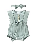 YALLET Newborn Baby Girls Clothes 0-18M Infant Girl Outfits Cute Little Girl Jumpsuit Button Solid C