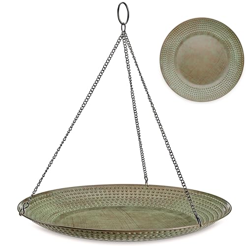 Good Directions Hanging Blue Verde Copper Bird Bath for Outside Backyard, Outdoor, Patio, Garden, Birdbath Feeder Gift for Bird Lovers Watchers, Large 18' Blue Verde Copper