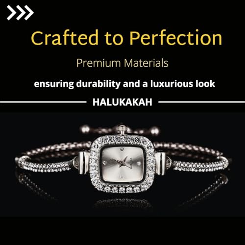 Image of Halukakah Kids' Sparkling Diamond Watch - 18k Real Gold /Rose Gold /Platinum Plated - Multiple Colors Rectangle Dial - Quartz Adjustable Stainless Steel Wristwatch - Suitable for Boys and Girls