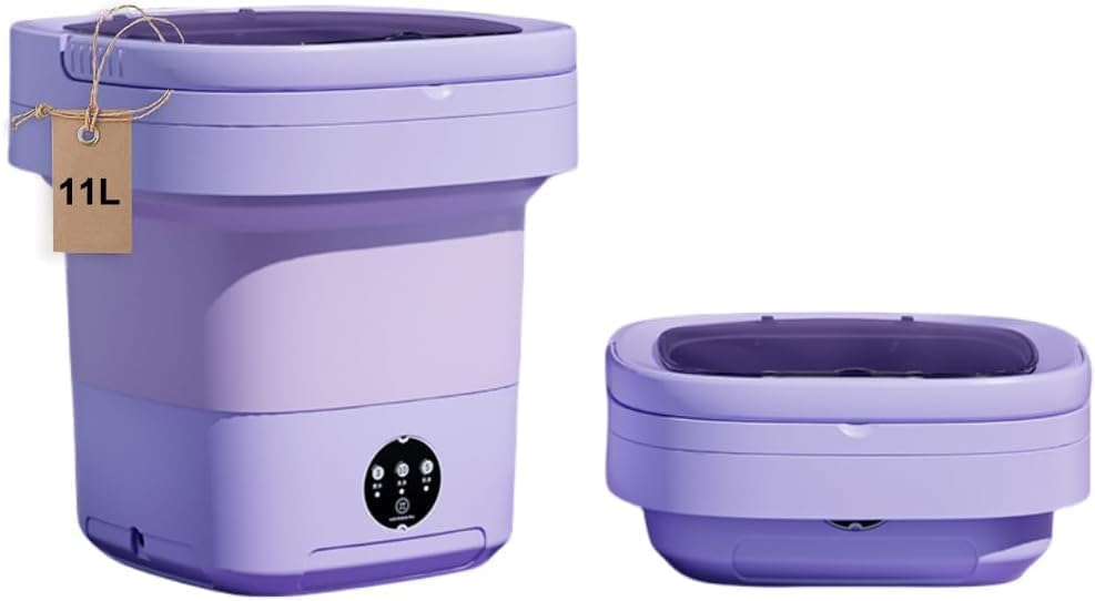 Image of ZYNTO 11LPortable Mini Washing Machine, Foldable Washing Machine Top Load Fully Automatic with 3 Modes Spinner and Dryer, Semi Automatic Bucket Washer for Travel, Home, Baby Clothes (Multi) (STANDARD)