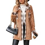 MOKBAY Manteau Long Femme Blouson Hiver Veste Polaire Boutons Polaire Chaude Chameau Peluche Veste Running Sport sans Capuche Caban Femme Hiver Chameau XXL