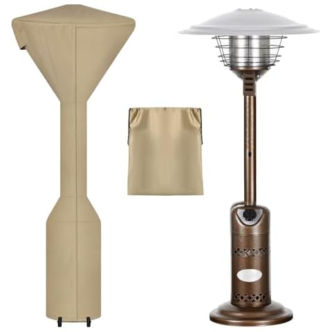 OutdoorLines Waterproof Outdoor Patio Heater Covers with Zipper and Storage Bag, Dust-proof UV-Resistant Windproof Propane Heavy Duty Heater Cover for Standing Heater, 1 Pack-95Hx34Dx19B inch Camel Cover