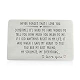 Anniversary Gifts for Men or Women - Never Forget That I Love You, Engraved Wallet Insert for Boyfriend Husband Him, Birthday Wedding Deployment Gifts Cards for Couples