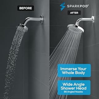 SparkPod Shower Head - High Pressure Rain - Premium Quality Luxury Design - Easy Clean Adjustable Replacement for Your Bathroom Shower Heads (Luxury Polished Chrome, 6 Inch Round)