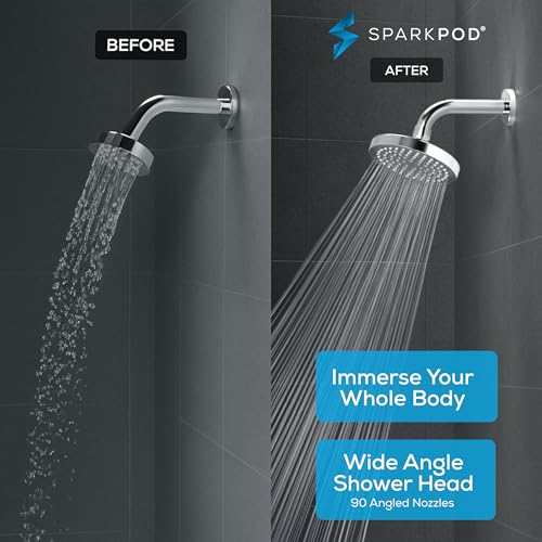 SparkPod Shower Head - High Pressure Rain - Premium Quality Luxury Design - Easy Clean Adjustable Replacement for Your Bathroom Shower Heads (Luxury Polished Chrome, 6 Inch Round) - Image 4