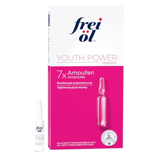 frei öl YOUTH POWER CONCEPT Ampullen – unterstützt die Kollagenproduktion, mit Hyaluron, Rotalge, Kamelienöl und Vitamin E, vegan & dermatologisch getestet, 7x2 ml