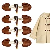YAFIYGI 4 Sets Toggle Buttons for Coats and Sweaters Leather Horn Button Clasps and Closures for Clothing Snap Clasp Set for Jacket or Coat Durable Toggle Closure Accessories for Outerwear