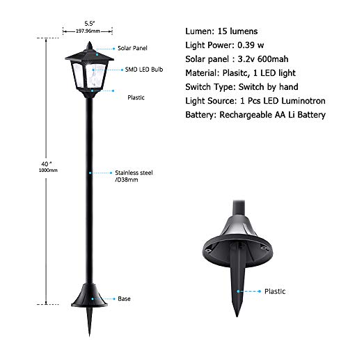 Greluna 40 Inches Mini Solar Lamp Post Lights Outdoor, Solar Powered Vintage Street Lights For Lawn, Pathway, Driveway, Front/Back Door, Pack Of 2 #TOP4