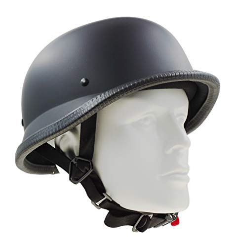 Wheeling Motorcycle Classic Biker Atv Helmet German Osfm Dot Approved Model 203 (Flat Balck) #TOP2