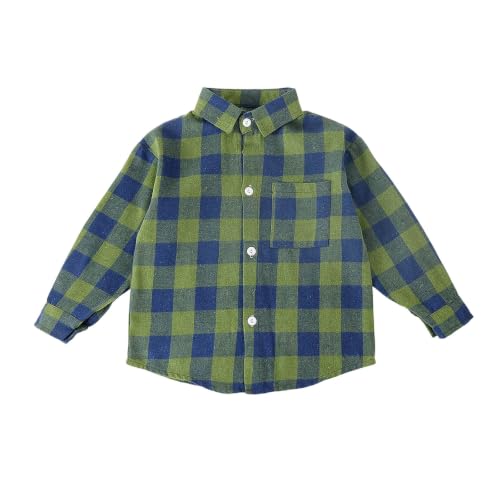 Boys Long Sleeve Plaid Flannel Shirts with Chest Pocket Green - image 5