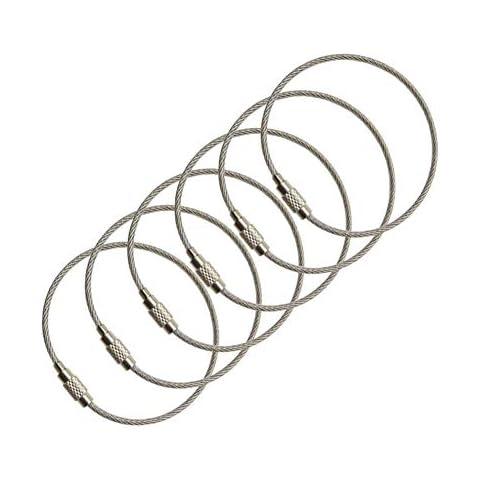 6.8 Inches Stainless Steel Wire Keychains, 2mm Cable Key Rings,Luggage Loops Tag, Keyrings, ID Tag Keepers by H-Laner (Silver - 25Pack) Cover