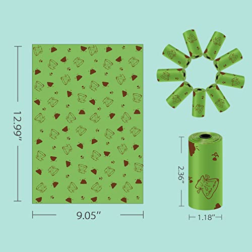 Image of 240 Dog Poop Bags, with Dispenser and Holder, Fresh Scent Odor Control, 15 Bags per Roll, 16 Rolls, 240 Dog Poop Bags 12.99 x 9.05 Inches, Leak Proof and Extra Thick Waste Bag Refill Rolls For Dogs