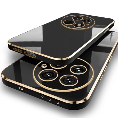 Image of TheGiftKart Luxurious Golden-Plated Back Cover Case Compatible with OnePlus 13 5G | Raised Lips for Camera & Screen Protection | Shockproof Design | Stylish Back Case for OnePlus 13 5G (TPU, Black)