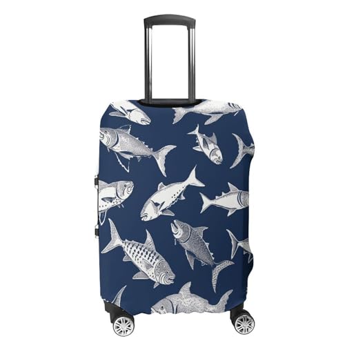 Various Sea Fish Pattern Luggage Cover, Washable Elastic Suitcase Cover Protector Fit 18-32 Inch Luggage4