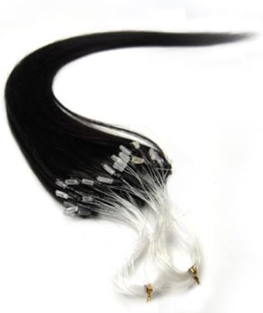 100s 20" Remy Loops Micro Rings Tipped Human Hair Extensions 1b# Off Black 50g