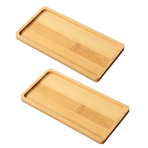 2 Pieces Bamboo Saucer 6.8 Inch Planter Pot Saucer Plant Tray Bamboo Plant Saucer Rectangle Plant Pot Tray Flower Drip Tray Flower Pot Drainage Tray For Indoor And Outdoor Plants #TOP7
