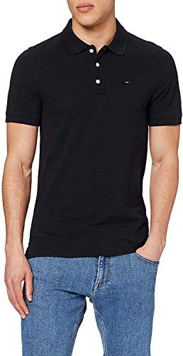 Tommy Jeans Herren Original Fine Pique Kurzarm Polo Shirt, Schwarz, XL