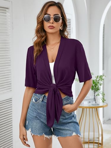 Image of Heymoments Women's Short Sleeve Cardigan Lightweight Open Front Cardigans