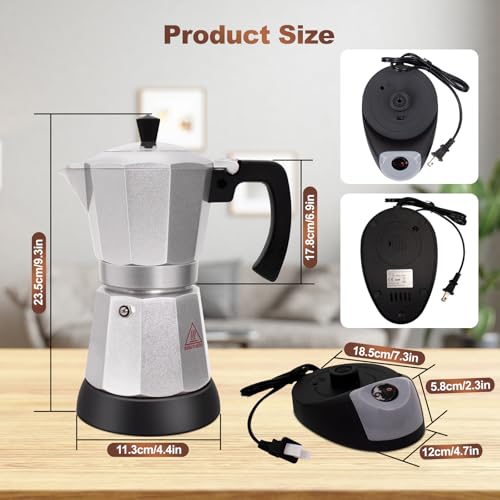 Vaolvpant 3-6 Cup Electric Moka Pot