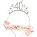 40 Anni di Compleanno Donna Tiara Birthday Corona 40 Compleanno Glitter Bianca “Happy 40th Birthday” per Feste di Compleanno o Torte di Compleanno Decorazioni