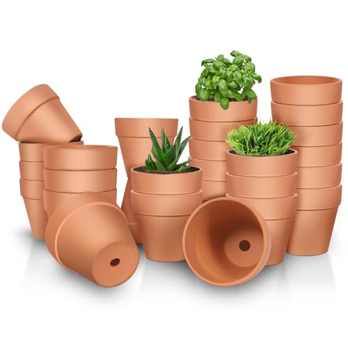 3 inch Terracotta Clay Pots, 26 Pack Clay Flower Pots with Drainage, Flower Garden, Terracotta Pots for Indoor Outdoor Plant, Crafts, Wedding Favor