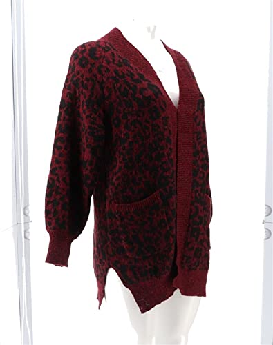 Belle Kim Gravel Intarsia Animal Cardigan Pockets A452136 #TOP7