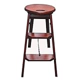 FXLYMR Leitern Teleskopleiter Tragbare Zusammenklappbare Massivholz Klappbare Runde Leiter Barhocker Dreistufige Leiter Blumenständer Multifunktion, Hellbraun