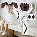 SDXCJY 5-teiliges Welpenkostüm-Set, Dackel-Hunde-Set mit Welpenohren, Stirnband und Fliege, falscher Nasenschwanz, Handschuhe, Zubehör für Halloween und Mottoparty (braun)