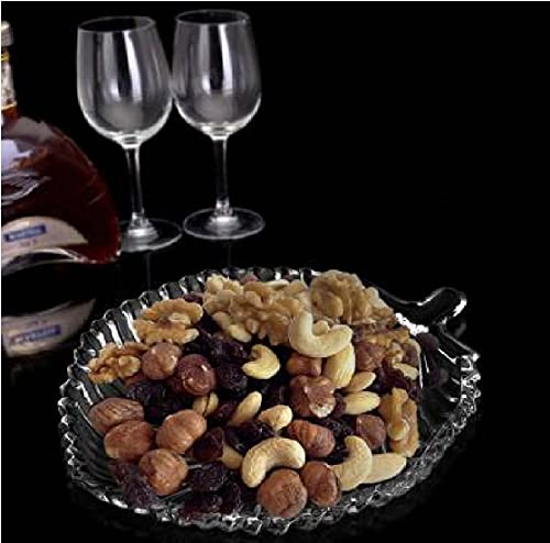 Image of CRIYALE Leaf Shape Glass Tray Plate for Serving Dry Fruits, Snacks, Sweets, Chocolates for Home Decoration (Pack of 1)
