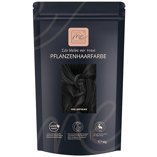 Thats me Organic® Profi Pflanzenhaarfarbe Nachfüllpack (cool deep black) – Bio Haarfarbe ohne Chemie – Ideale Haarfarbe auch während der Schwangerschaft und Stillzeit