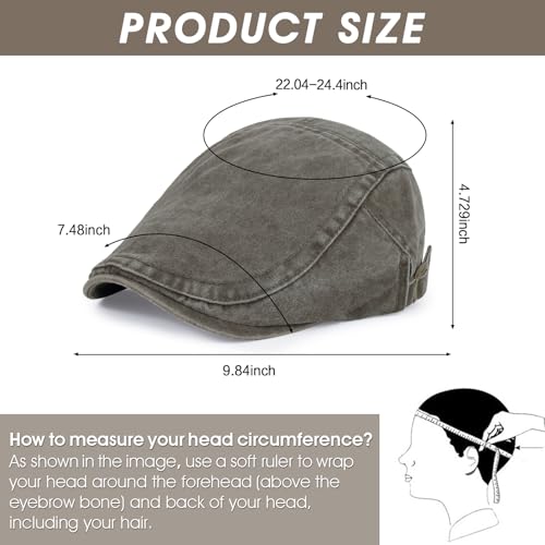 Image of 3Pcs Men's Newsboy Caps Cotton Cooling Hat Adjustable Flat Cap for Men