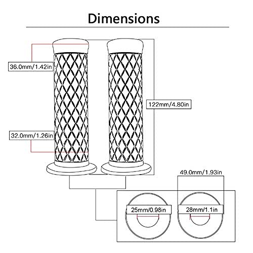 JenNiFer 25Mm Motorrad-Handlebar Hand Grip Black Cafe Racer Bubber Clubman Custom for Honda/Harley - Schwarz