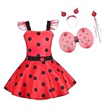 Dressy Daisy Toddler Girls Polka Dots Ladybug Dress Up Costume with Accessories Birthday Halloween Christmas Fancy Party Outfit Size 4T Red
