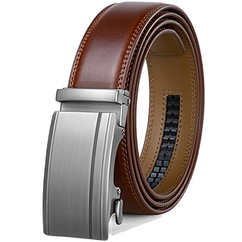 Image of Founders & C Men's Ratchet Belt 1 3 /8 inch,Leather Dress Belt Adjustable with Click Sliding Buckle Trim to Exact Fit