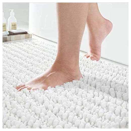 Yimobra Original Luxury Chenille Bathroom Runner Rugs, 70 x 24 Inches, Soft, Long Large Bath Mats, Super Absorbent, Non-Slip, Machine Washable, Carpets for Home, Nursery, Bed Living Room, Bright White
