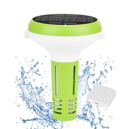 Analizador Inteligente pH y Salinidad Agua Piscina Wi-Fi UIUZMAR, Medidor de pH y Sal Flotante con Carga Solar, Comprobador 5 en 1 de pH, Salinidad y EC TDS Termómetro para Agua de Piscina y Jacuzzi