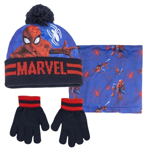 Set Spider-Man bonnet tour de cou gants pour enfant ensemble hiver Marvel 3 pièces