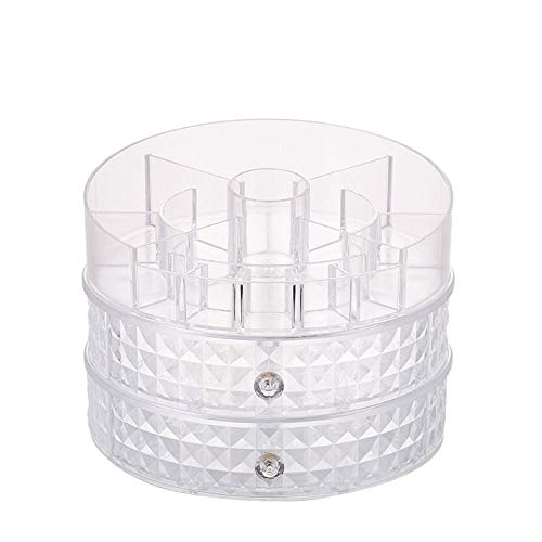 Preisvergleich Produktbild Hojkl Aufbewahrungsbox für Kosmetika Diamant-Muster-Rotating Cosmetic Box Schublade kosmetisches Aufbewahrungsbehälter (Color : Clear, Size : One Size)