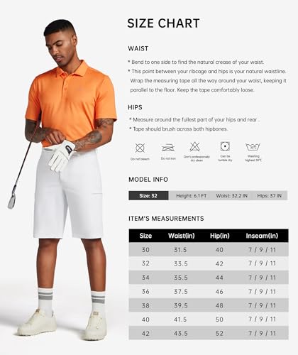 Willit Short masculino de golfe elástico cargo secagem rápida atlético casual shorts com bolsos 18 c