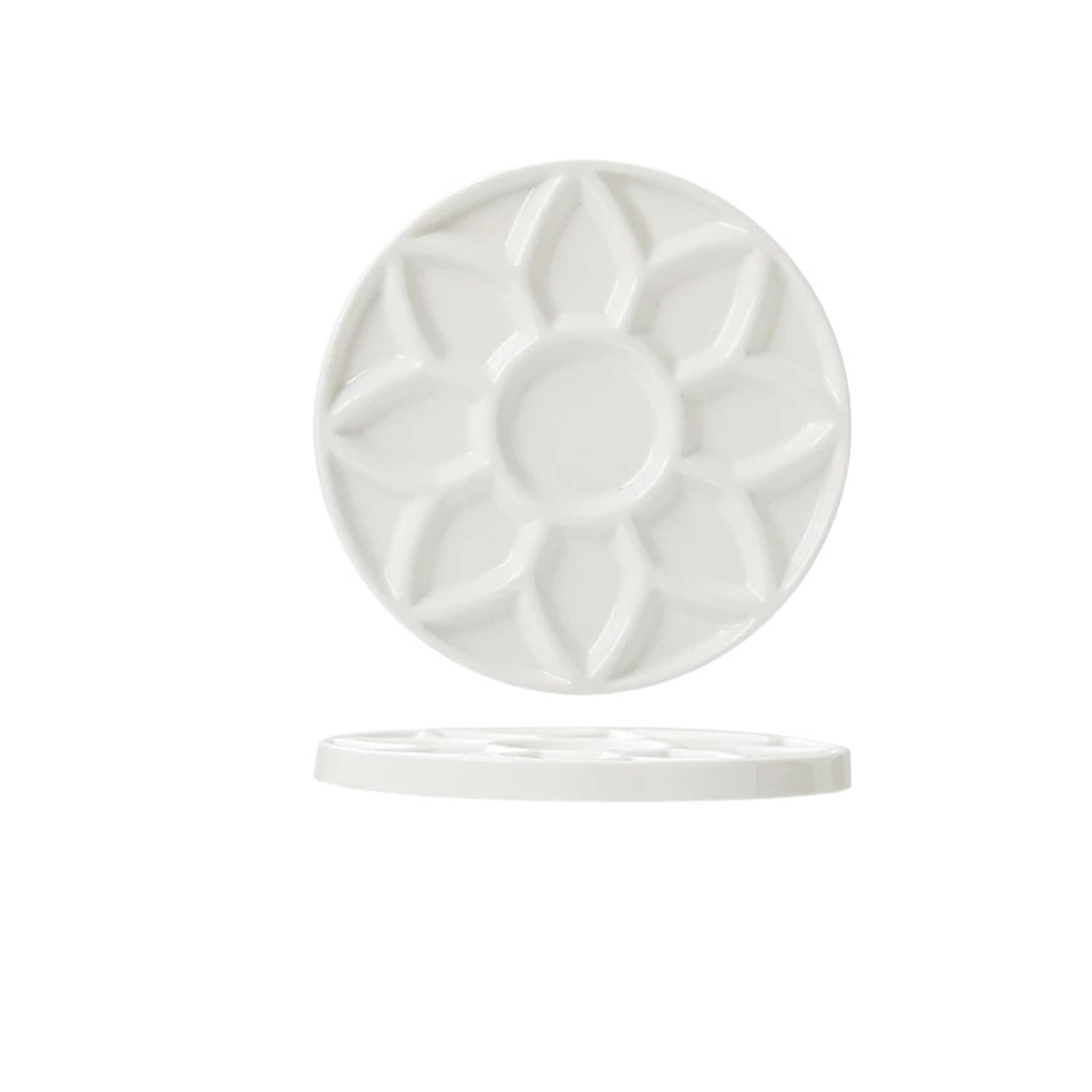 Ceramic Paint Palette Round Flower Ceramic Palette Color Mixing Paint Tray for Watercolor Gouache Acrylic Painting Art Supplies for Watercolour(Color2)