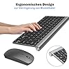 PINKCAT Kabelloses Tastatur Maus Set kabellos 2.4G Kabellose Kompakte Tastatur mit Funkmaus für Laptop, PC und Smart TV Deutsches QWERTZ Layout(Grau&Schwarz)