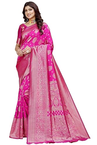 Image of Shasmi Women's Banarasi Saree Pure Kanjivaram Silk Saree Soft new ladies 2025 Design Wear Pattu Sarees Party Sari collections With Blouse Piece for Wedding sadi (PARI-218)